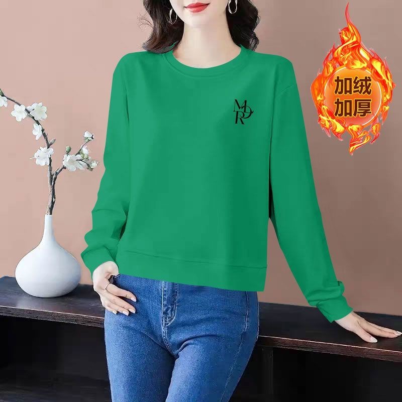 女士纯棉加绒加厚短款高腰卫衣