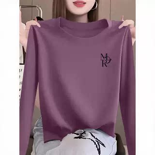 纯棉女装长袖印花圆领T恤时尚