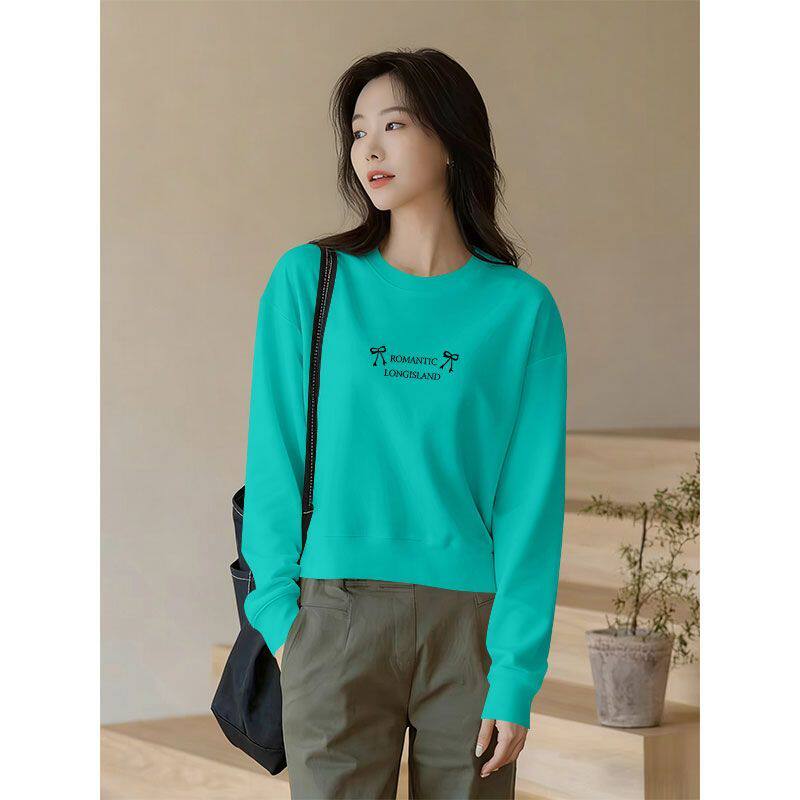 春秋短款高腰纯棉卫衣女时尚新款韩版百搭宽松显瘦慵懒风印花上衣