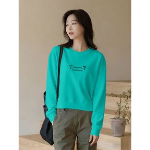 春秋短款高腰纯棉卫衣女时尚新款韩版百搭宽松显瘦慵懒风印花上衣