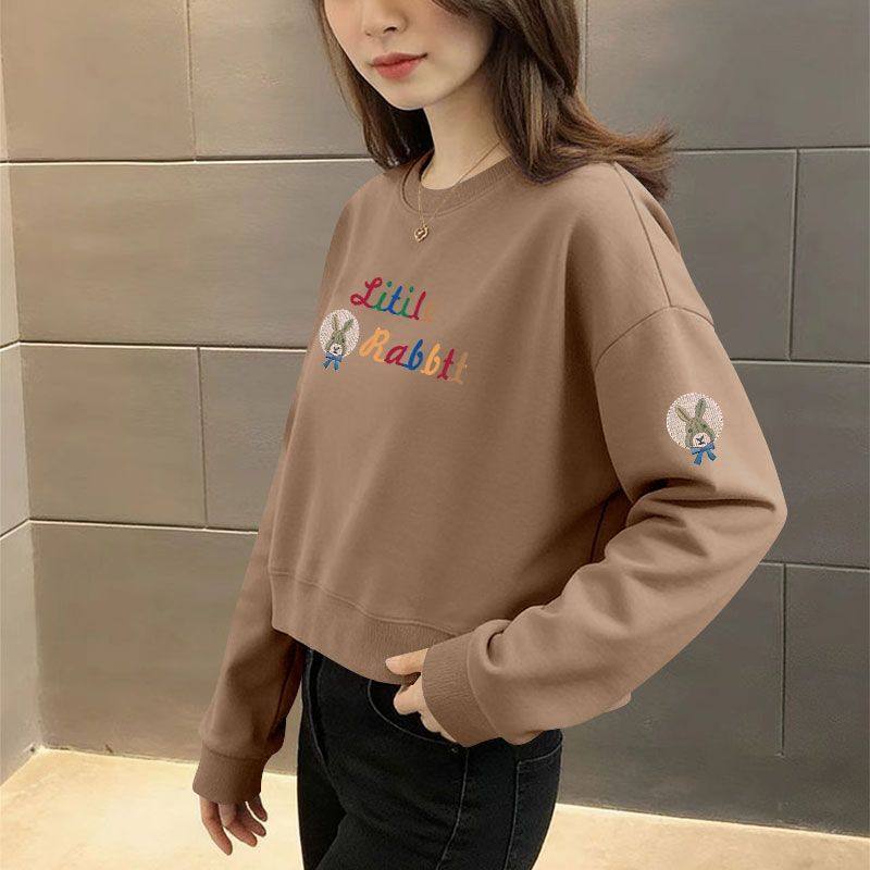 秋冬纯棉加绒加厚高腰短款卫衣女宽松遮肉显瘦韩版百搭小个子外套