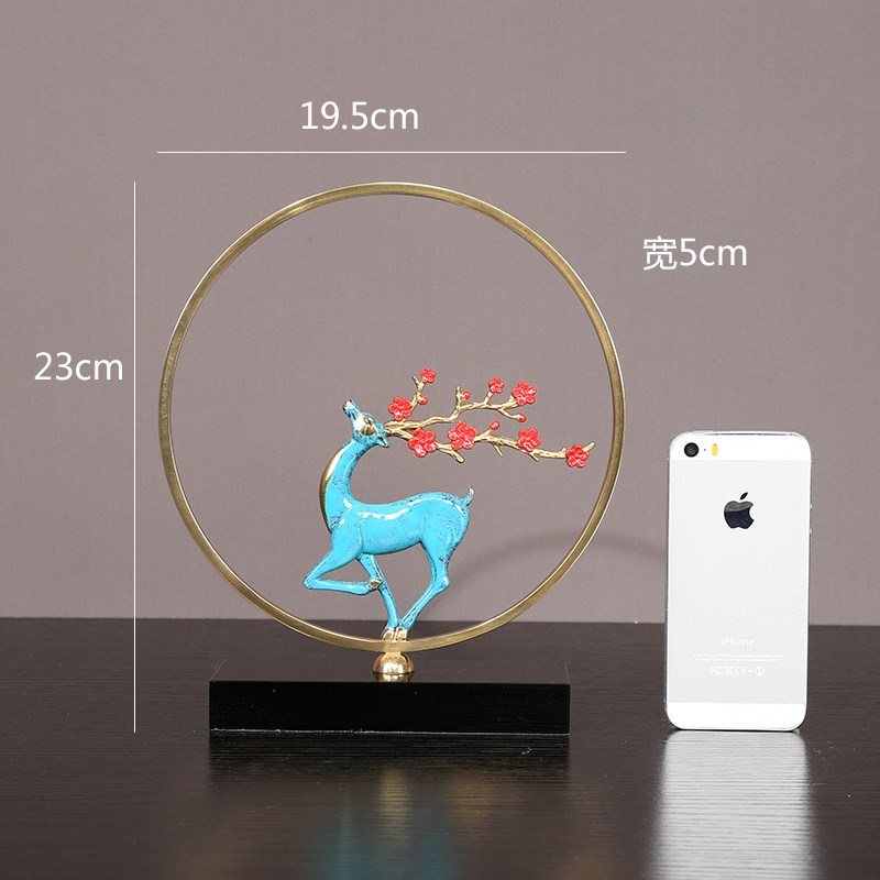 创意新中式轻奢纯铜招财梅花鹿摆件客厅玄关电视柜家居.福鹿装饰