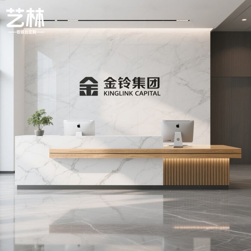 公司前台中式培训机构办公吧台A桌仿大理石酒店宾馆大堂收银接待
