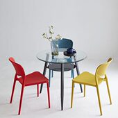 洽谈桌椅组合双层钢化玻璃圆桌会客谈判接待桌椅组合餐桌椅小圆桌