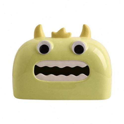 高级感创意搞怪小怪兽陶瓷纸巾盒送人家用客厅桌面装饰摆件