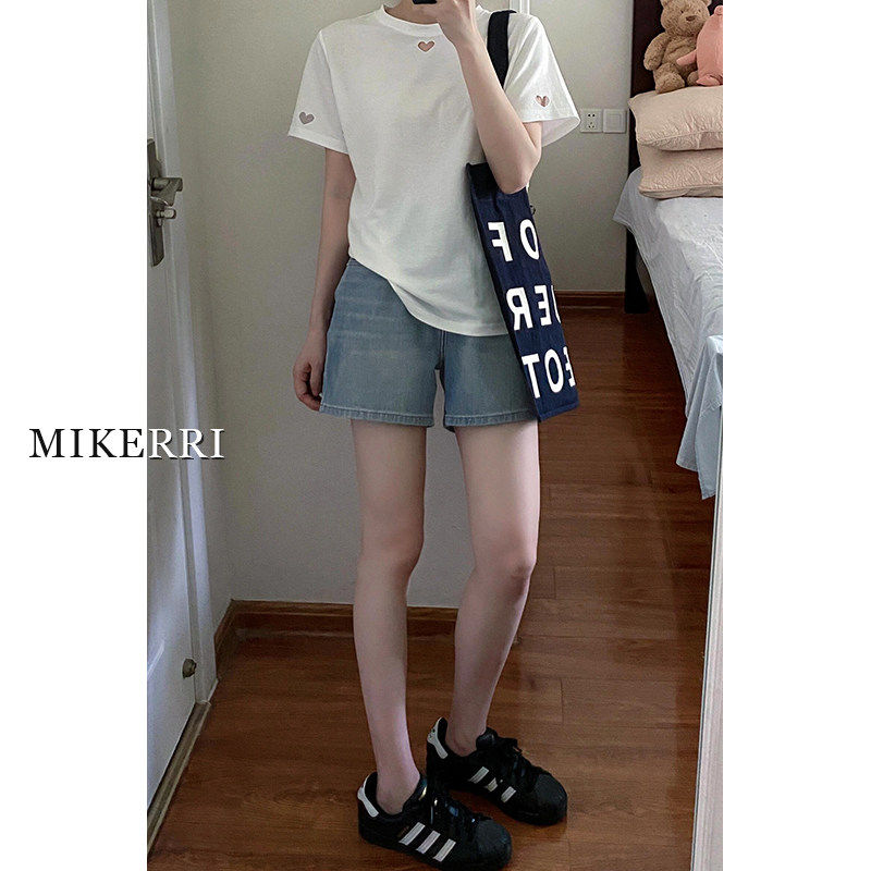 复古蓝牛仔短裤女夏季新款大尺码胖mm宽松显瘦梨型身材a字阔腿热