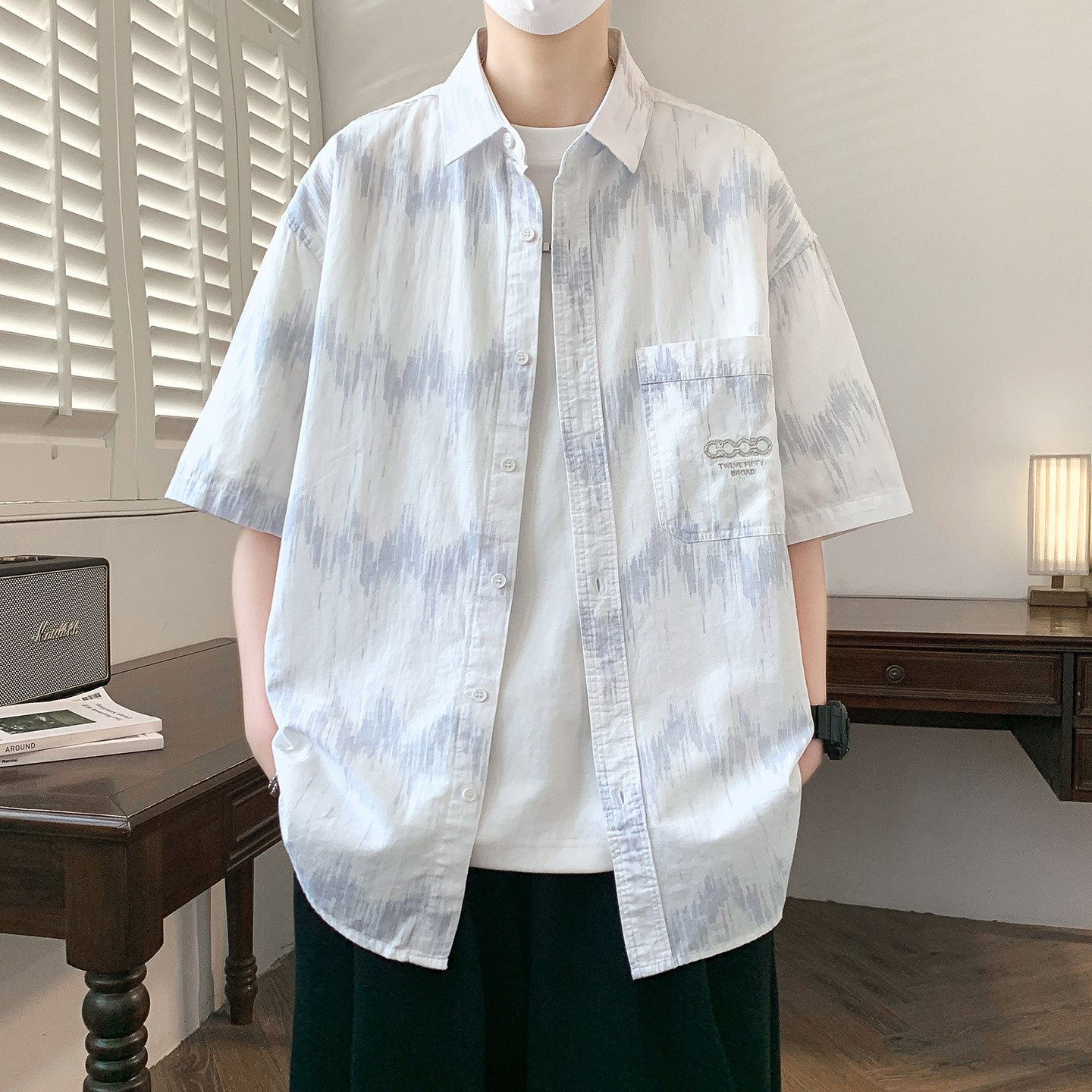夏季新款波浪纹水洗纯棉