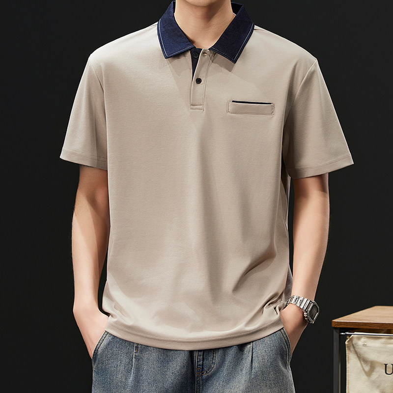 夏季男士短袖polo衫牛仔