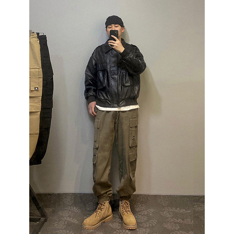 束脚工装裤男春秋潮牌宽