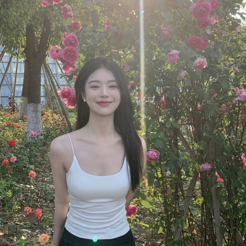 白色吊带背心女内搭紧身