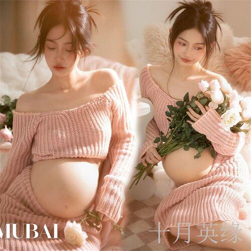 影楼孕妇照写真服装法式油画风慵懒纯欲风孕妈咪大肚照衣服在家拍