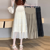 雪纺半身裙孕妇夏季 拼接木耳边蛋糕裙宽松高腰显瘦遮胯a字长裙子