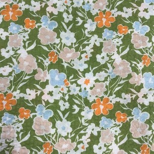 高档抽象精细盐缩花卉面料 精细小清新休闲服印花全棉盐缩布现货