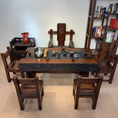 老船木茶桌椅组合实木功夫泡茶台家用简约原木茶桌办公室休闲茶几