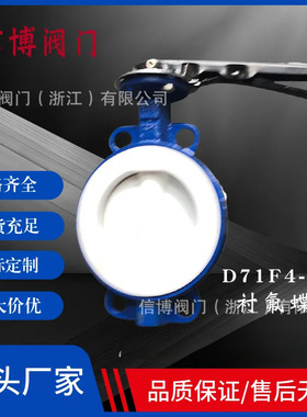 D371F4-10C/16P铸钢不锈钢耐腐蚀耐酸碱阀全衬四氟蜗轮对夹蝶阀