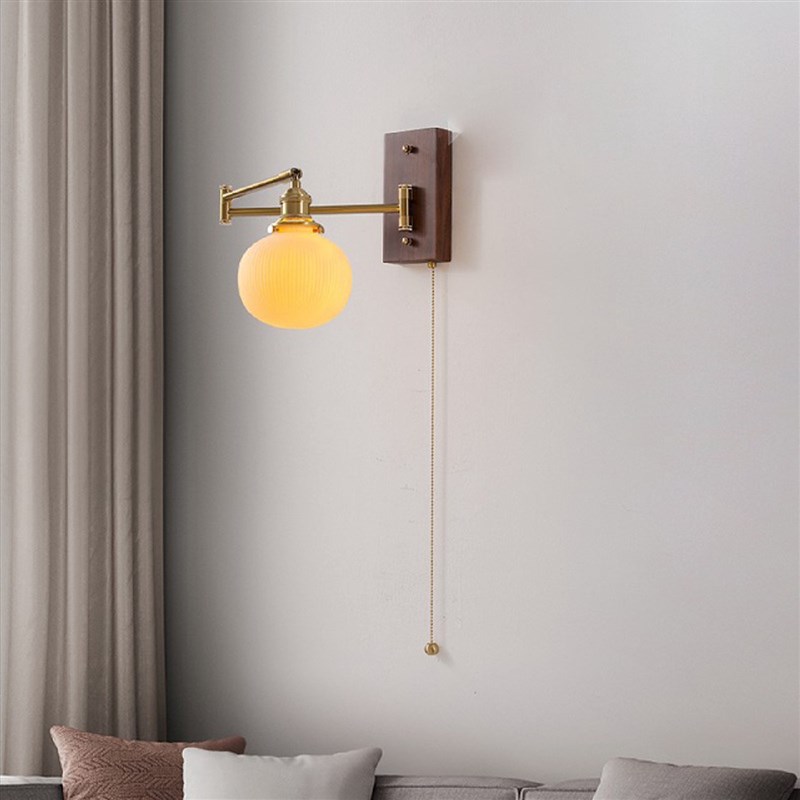 北欧日式卧室床头壁灯q铜色覆古简约楼梯过道灯客厅电视背景墙壁