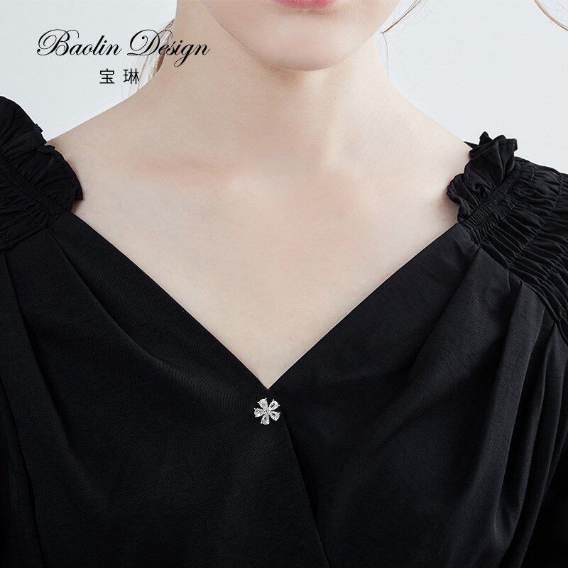 小巧精致花朵防走光扣胸针高档女领口固定神器衣领两边装饰品领针