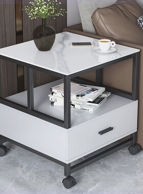 客厅沙发岩板边几边柜网红小茶几轻奢大理石可移动角几床头侧桌窄