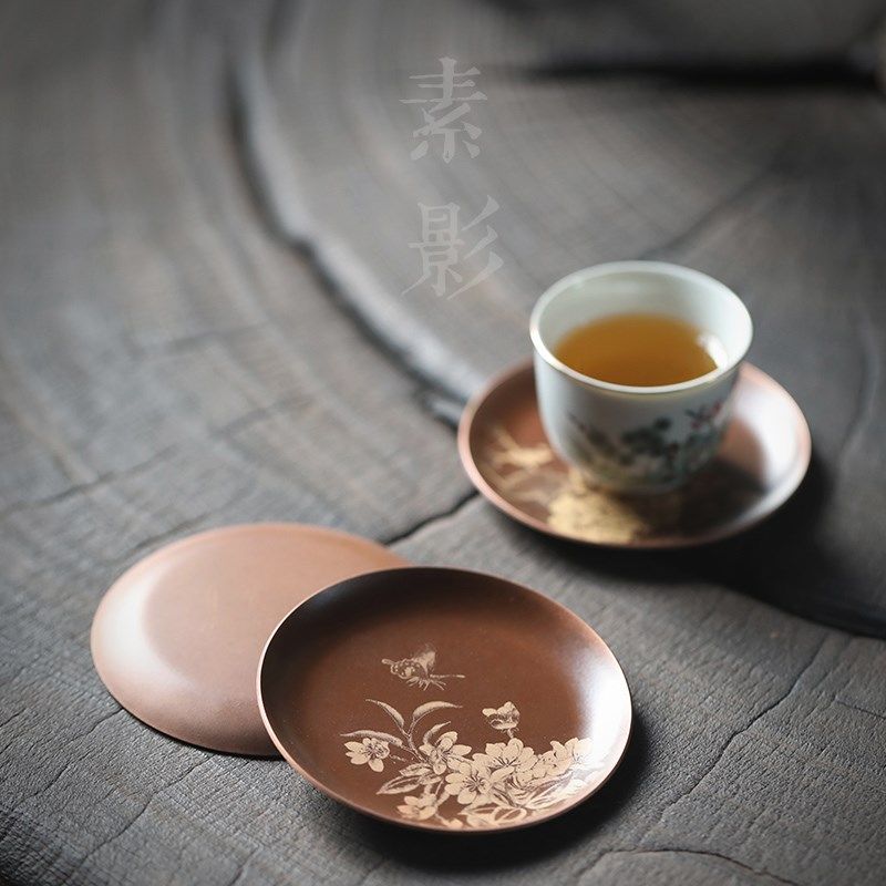 素影圆形纯铜茶杯垫功夫茶隔热垫轻奢中式复古茶托垫茶具配件茶艺,餐饮具,杯垫,淘宝优惠券,粉丝福利购,淘宝优惠卷