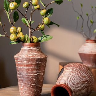 红陶罐手工粗陶多肉花盆花瓶花器土陶罐瓦罐新中式古法制造插干花