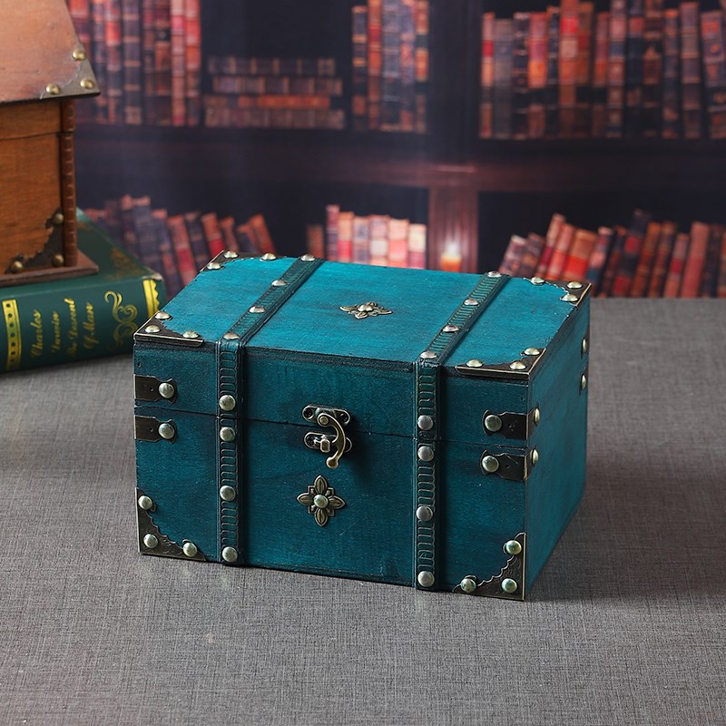 复古木盒子文玩收藏百宝箱证件带锁桌面收纳盒密室U逃脱道具密码