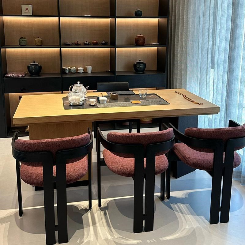 新中式实木茶桌椅组合现代简x约白蜡木茶台茶几小户型客厅家用家