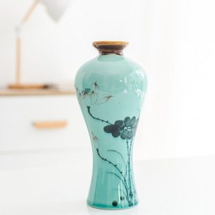清新个性青瓷花瓶摆件客厅插花陶瓷家居装饰品水培小容器桌面干花