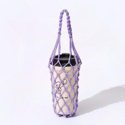 成品复古手工编织水杯套饮料手提网兜男女通用适合(550ml)杯子