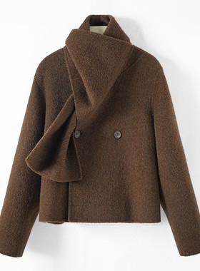 【甜甜粉丝专享】秋冬设计款围巾领羊毛外套大衣88016