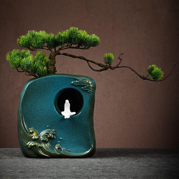 古典复古陶瓷花瓶创意个性干花插花花器客厅摆件样板间餐厅装饰品