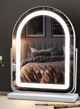 化妆镜led灯桌面带灯镜子智能补光台式化妆桌卧室家用补光美妆镜