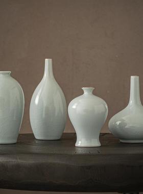 汝窑陶瓷花瓶中式简约干花瓶创意水培客厅电视柜居家办公茶室摆件