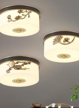 新中式全铜过道灯玄关入户阳台走廊创意门厅卧室灯茶室福鹿中国风