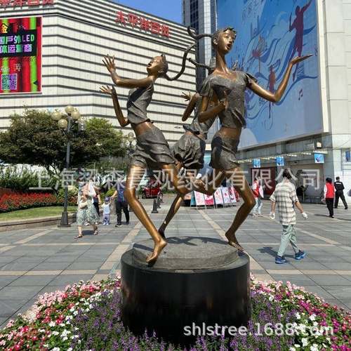 玻璃钢仿铜人物雕塑大型商业街城市广场地标摆件户外景观布置