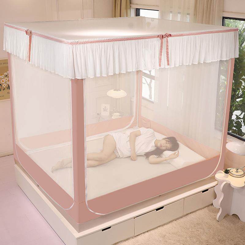 KI9S2023新款公主防摔遮光床帘蚊帐一体式家用卧室儿童床幔蒙古包