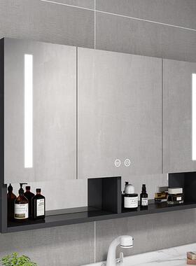 太空铝智能浴室镜柜卫生间除雾带灯光储物收纳镜子挂墙置物架镜箱