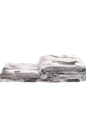 样板房床尾毯真兔毛搭毯床搭巾沙发毯展厅软装样板间床尾毯搭巾