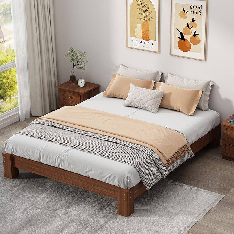 A524无床头床全实木榻榻米排骨架床实木床现代简约无靠背床床架子