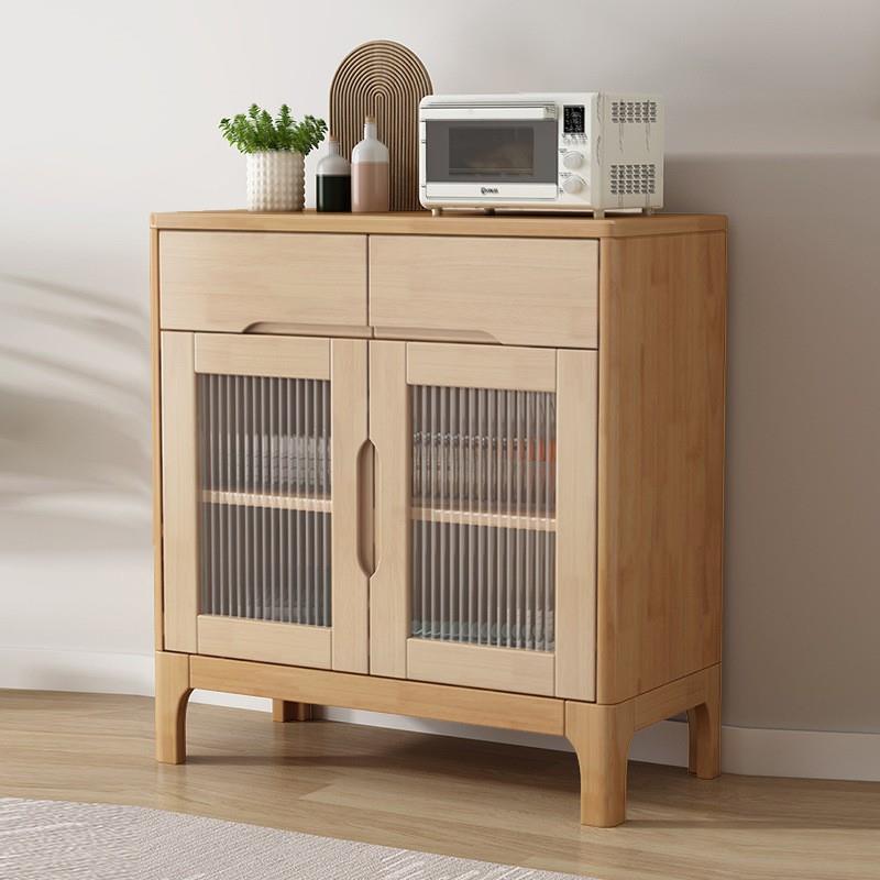 北欧家用实木餐边柜小户型橱柜收纳厨房储物柜橡木茶水柜原木边柜