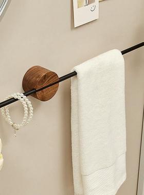 HX毛巾架免打孔卫生间黑胡桃木浴室浴巾杆洗漱台置物收纳挂架子