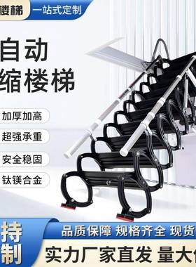 伸缩楼梯阁楼隐形手动壁挂折叠升降收缩梯子家用加厚跃层楼梯
