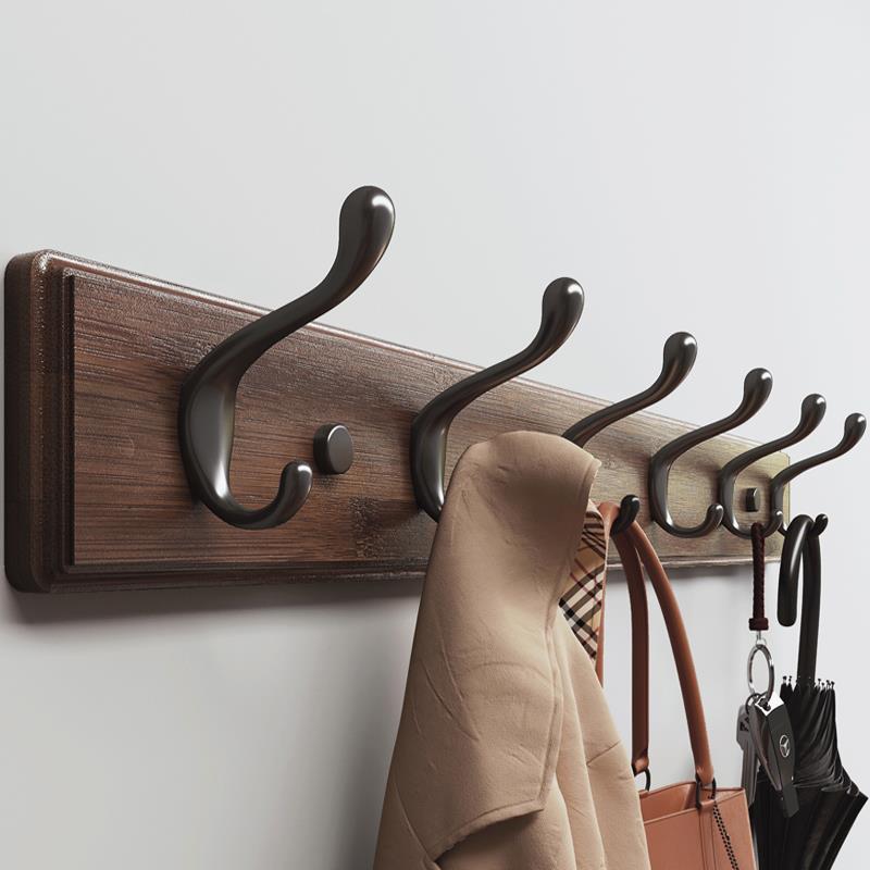 北欧壁挂衣服挂钩创意进门入户玄关墙上挂衣架实木卧室墙壁挂云邦