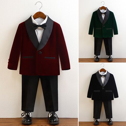 儿童西装套装男童花童礼服小西服主持周岁生日宝宝演出服钢琴秋冬