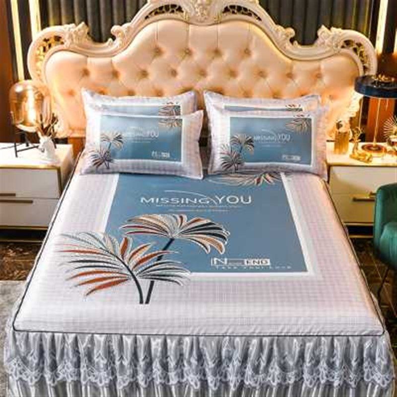 冰丝凉席三件套夏季床单可水洗1.8m空调席子1.5米床裙套件可折叠,床上用品,冰丝席,淘宝优惠券,粉丝福利购,淘宝优惠卷