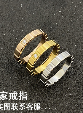 小冰块戒指方格戒指镶钻日韩简约个性时尚百搭情侣指环送人礼物