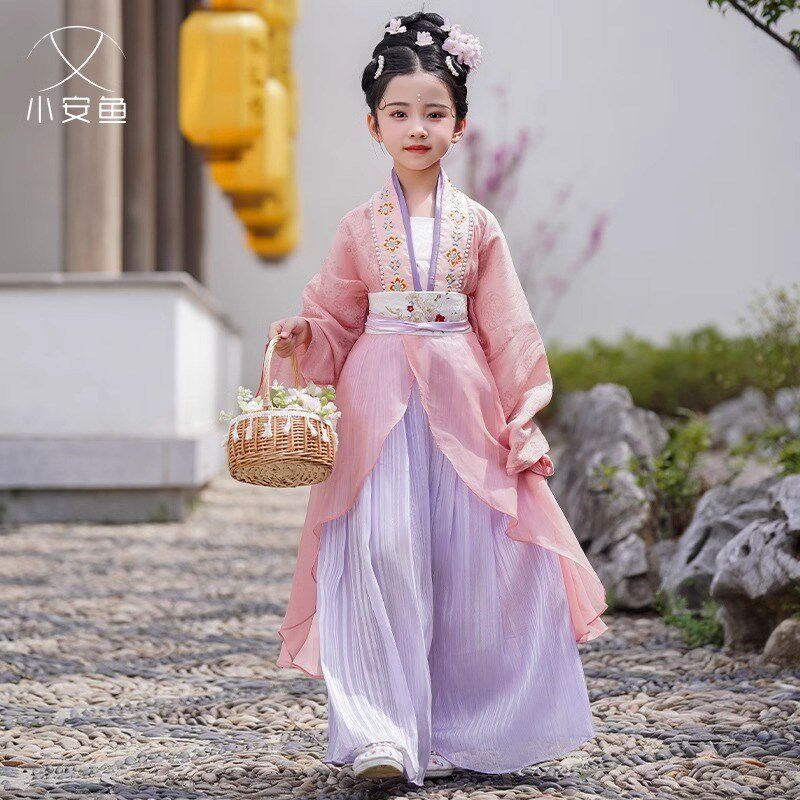 女童汉服宋制对襟衫套装中国风古装儿童古风改良超仙唐装春夏新款图片