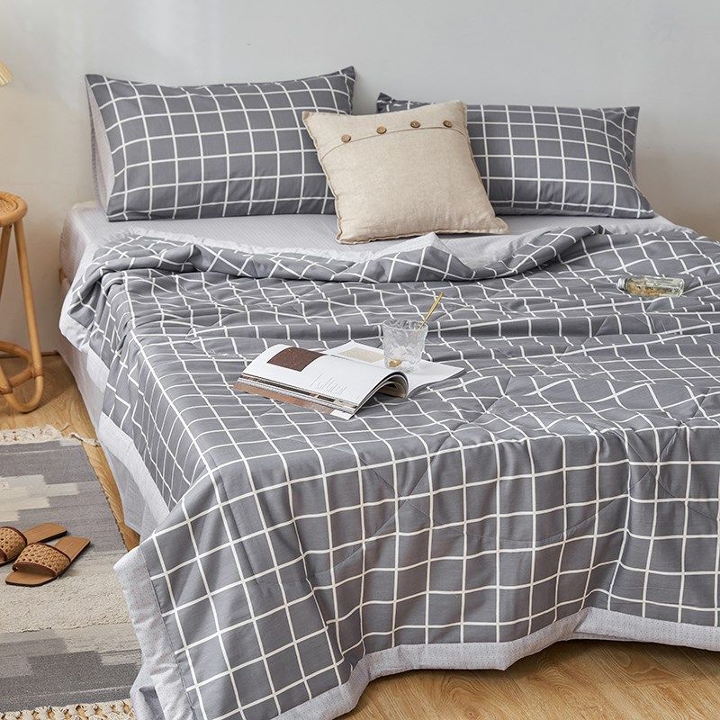 男士全棉夏凉被四件套纯棉可水洗单人学生宿舍空调被夏季薄款被子,床上用品,化纤被,淘宝优惠券,粉丝福利购,淘宝优惠卷