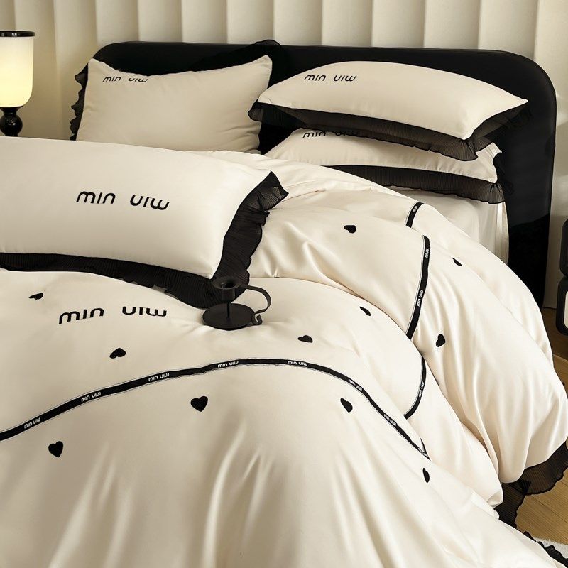 高级感轻奢公主风纯棉四件套全棉少女心花边被套床单简约床上用品,床上用品,婚庆床品套件,淘宝优惠券,粉丝福利购,淘宝优惠卷