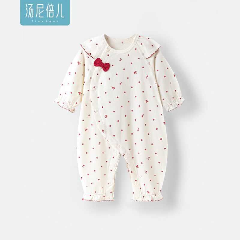 汤尼倍儿婴儿长袖连体衣夏季薄新生儿纯棉衣服女宝宝甜美哈衣爬服