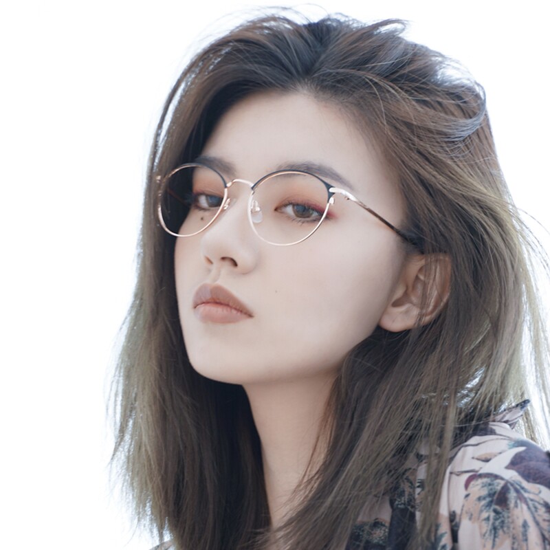良也护目眼镜超轻斯文眉毛架时尚拼接质感镜框女商务防蓝光近视镜